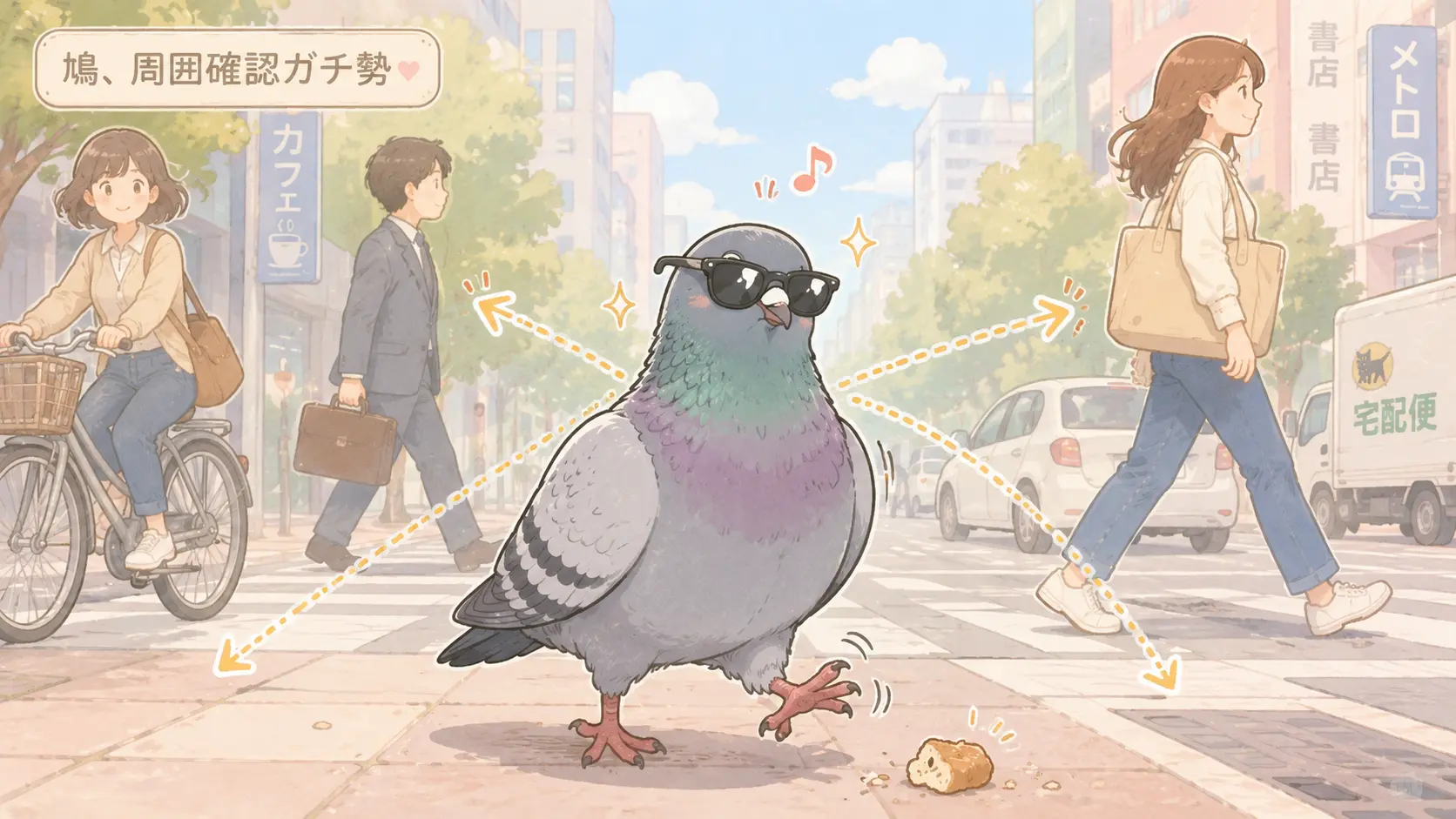 街を歩く鳩は、ゆるそうに見えて周囲確認ガチ勢。
