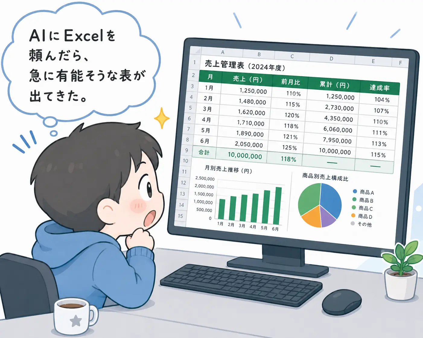 AIにExcelを頼んだら、急に有能そうな表が出てきた。
