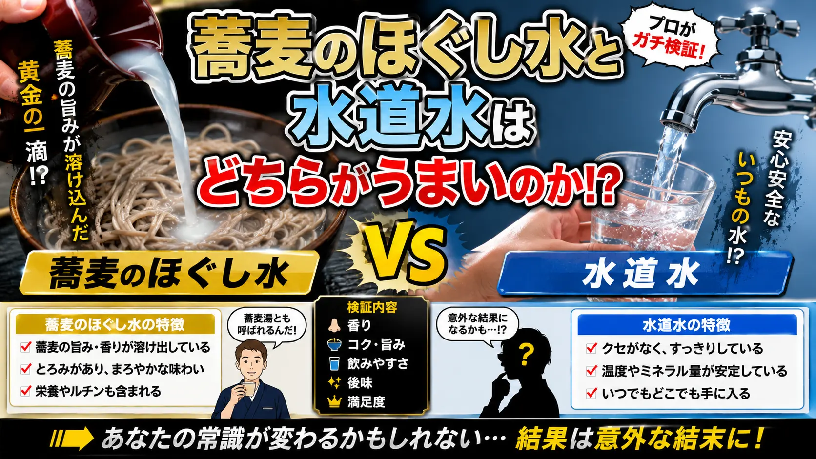 【考察】蕎麦のほぐし水と水道水はどちらがうまいのか