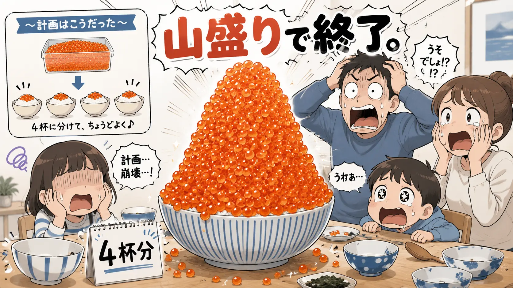計算上は4杯分。でも山盛りにした瞬間すべてが終わる。