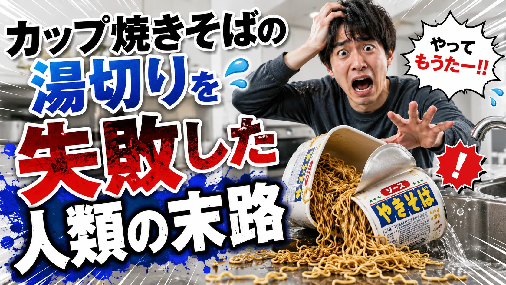 【大惨事】カップ焼きそばの湯切りを失敗した人類の末路