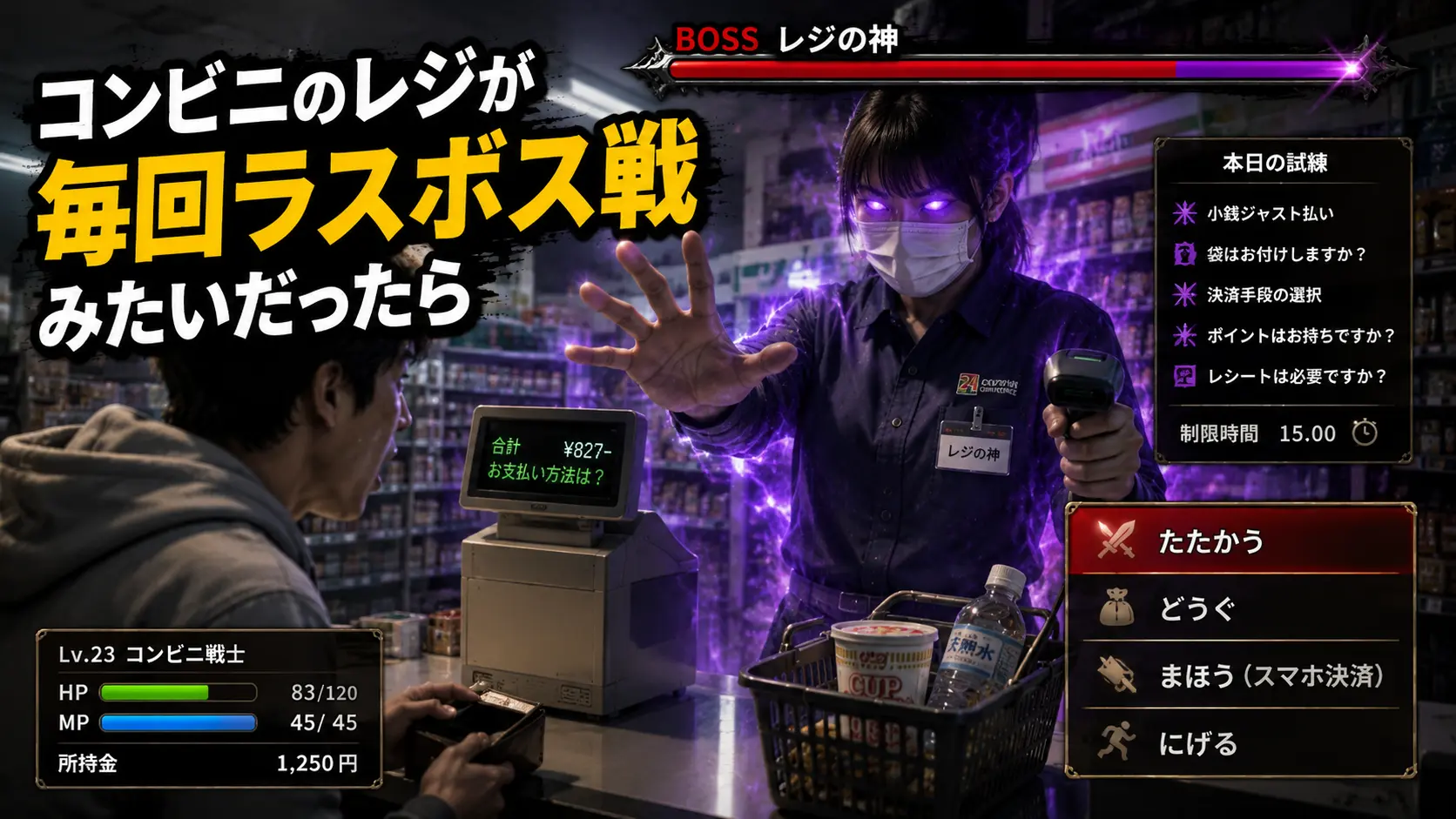 【もしも】コンビニのレジが毎回ラスボス戦みたいだったら