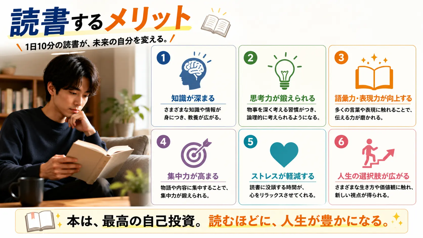 【朗報】読書するメリット