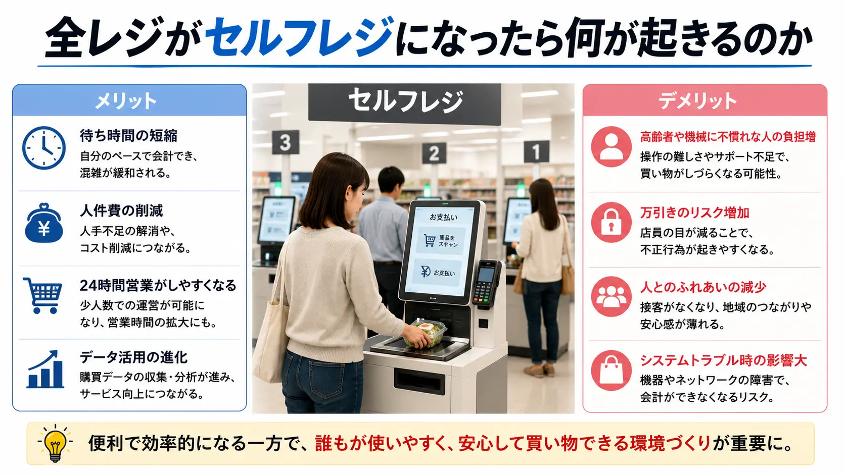 【もしも】全レジがセルフレジになったら何が起きるのか